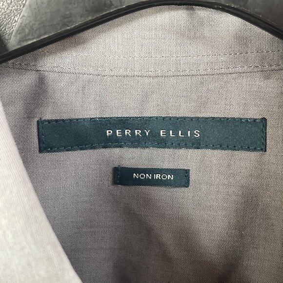 Perry Ellis Dress Shirt Mens XL Cotton‎ Gray Casual Preppy No Pocket Going Out - Picture 2 of 11